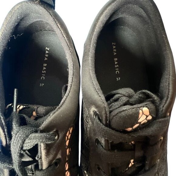 Zara Basic Black Lace Satin Sneakers Size 37 6.5 - Picture 6 of 12
